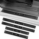4PCS ABS Door Sill Guards Protector for Chevy Silverado & GMC Sierra 2019-2026 1500 2500 Matte Black Front and Rear Door Sill Protector Entry Guard Car Pedal Kick Protection Accessories