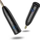 HVMLAK Bluetooth 5.4 Car Aux Adapter with Enhanced Microphone, 3.5mm Jack for Car Home Stereo, USB-C Charging, Sturdy Case, 1 Piece