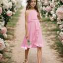 Kids A-Line Halter Neck Chiffon Junior Bridesmaid Dresses Fancy Girl Dress Wedding Elegant Party Gown 5-14 Years