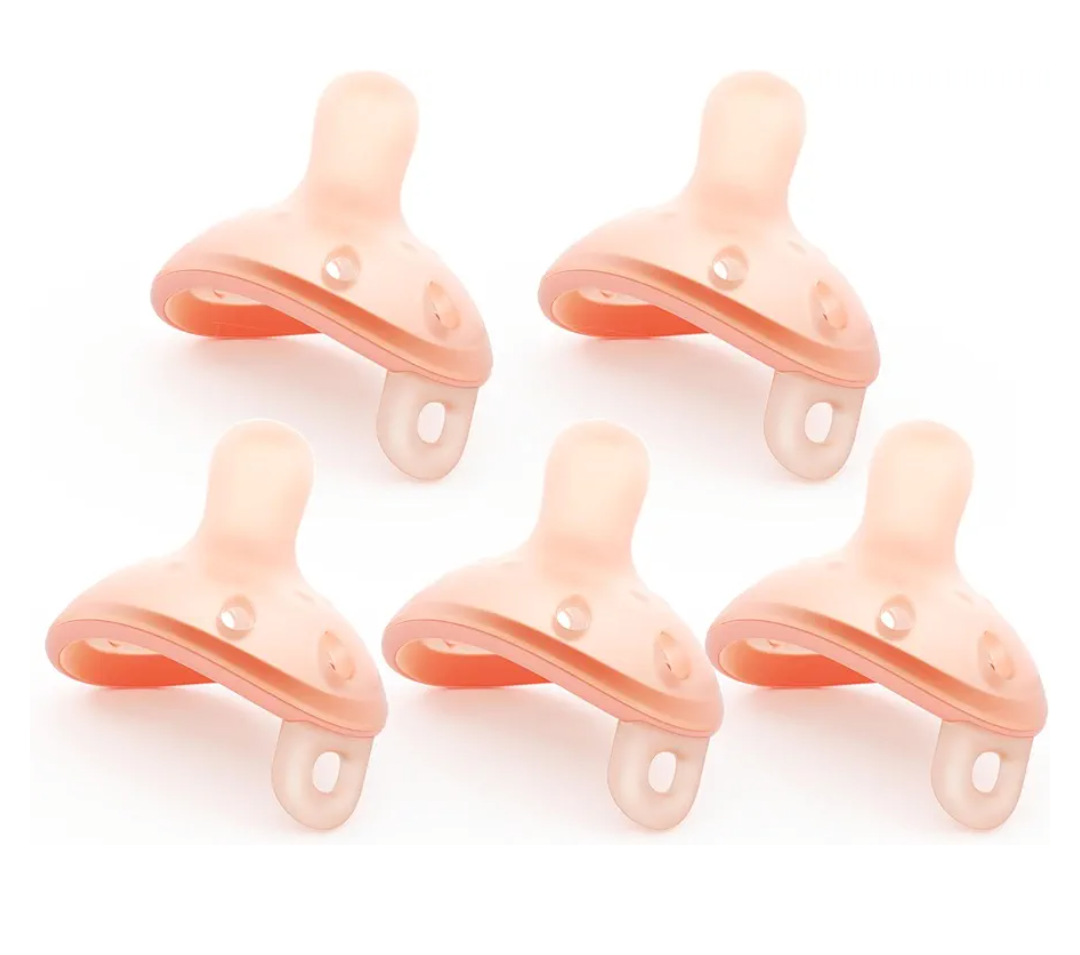 Baby Pacifiers 0-6 Month, Breast Like Shape Soft Silicone Newborn Pacifiers 0-3 Months with Large Air Holes, BPA-Free, 5pcs
