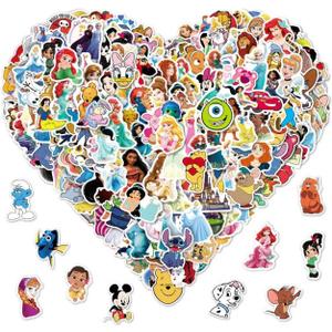 2 x 200pcs Kids Disney Princess Cute Cartoon Character Stickers - Movie Decorative Waterproof Stickers for Kids, Teens & Adults