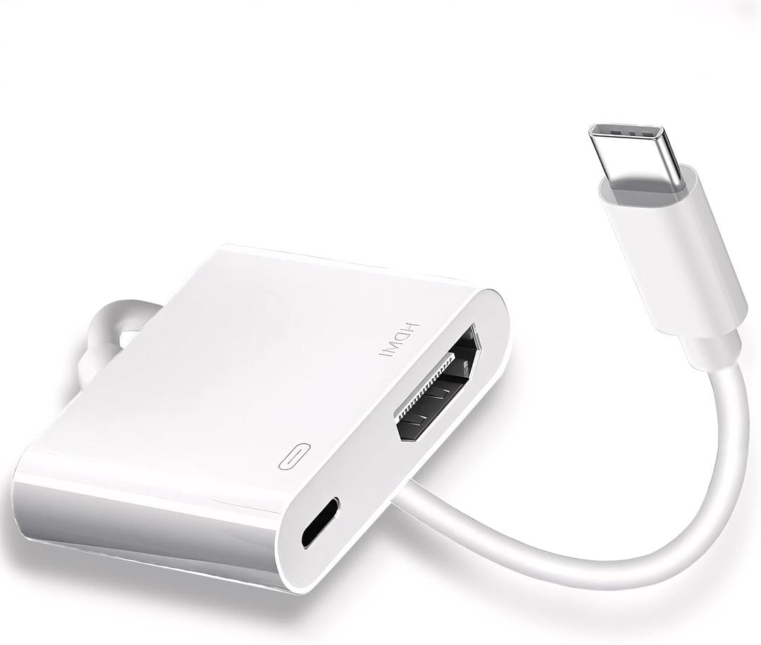 Kinhaly USB C to HDMI for TV, 4K@60Hz Type C to HDMI Adapter with Charging Port, iPhone to Hdmi to USB C Adapter Compatible for iPhone 16/15 Series/iPad Pro/Galaxy/MacBook Pro to HDTV Projector