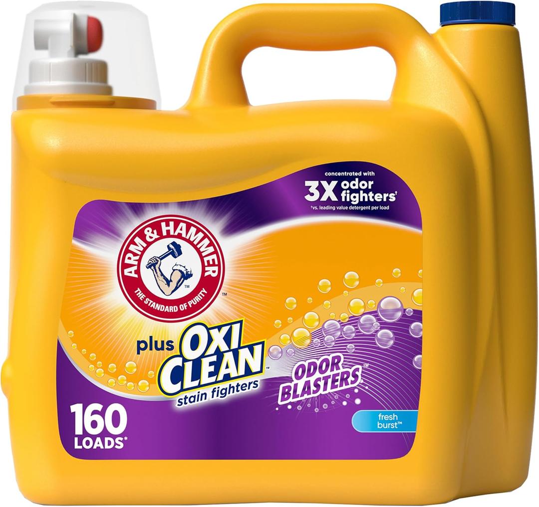 Arm & Hammer Plus OxiClean Odor Blasters Fresh Burst, 160 Loads Liquid Laundry Detergent, 208 Fl oz