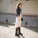 Ruiee Knee High Boots for Women Classic Comfort Riding Combat Boot Round Toe Side Zipper Long Tall Fall Winter Womens Boots. (8.5, Black Pu 267)