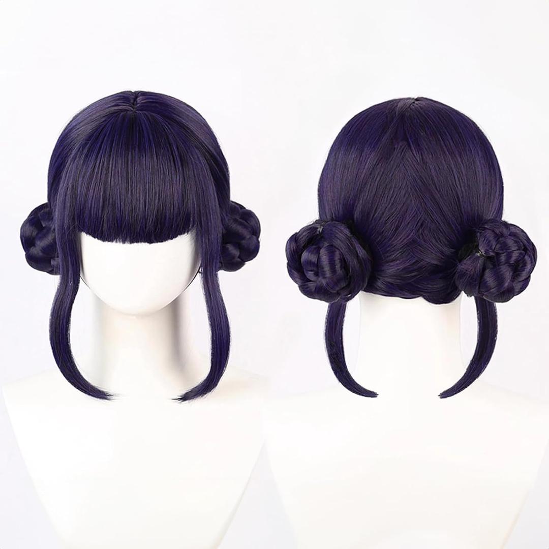 NUXMAW Demon Hunters Costume Wig, Rumi Mira Zoey Cosplay Long Purple Braided Hair for Women Men, Anime Halloween Party Outfit Accessory (Black Purple - Zoey)