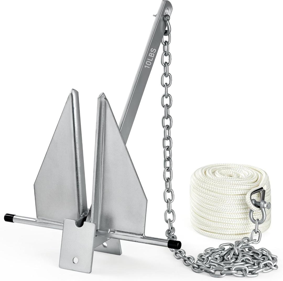 Heavy Duty Boat Anchor Kit with a 3.5/5/8/10/13/18 lb Danforth Anchor,Anchor Chain,Rope and Shackles,Fluke Anchor for Pontoons, Dinghies, Fishing Boats, Bass Boats, Sport Yachts