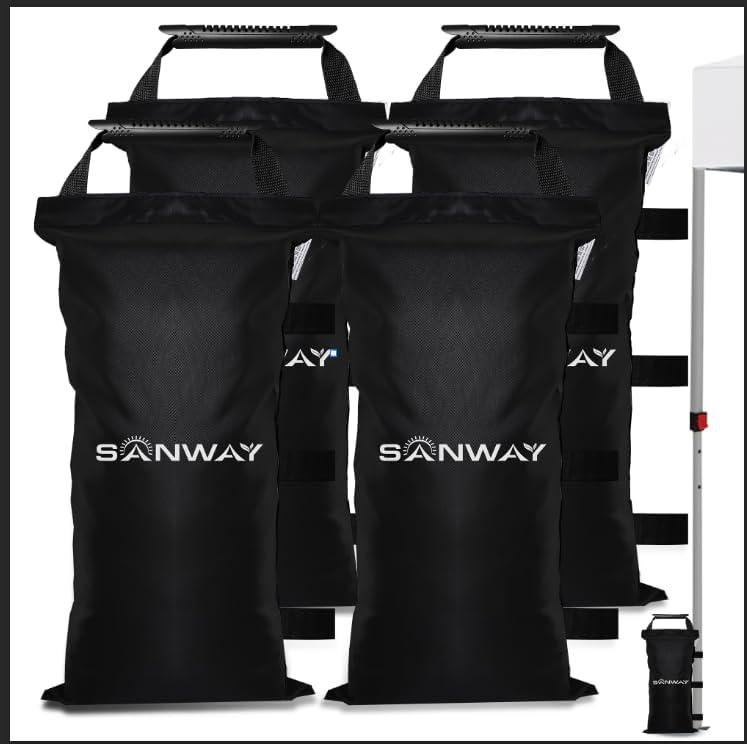 SANWAY 120 LBS (Unfilled) Sand Bags for Canopy Weights, Windproof-Portable and Durable to Secure Tents, Canopies, and Umbrellas-Black (Upgrade (Buy more, Save more))