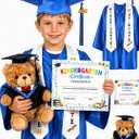 PJT Kindergarten Graduation Cap and Gown Set 2026, Preschool Graduation Outfit for Kids with Stole, Tassel, Bear,Certificate