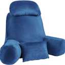 NOONTIDE Reading Pillow for Sitting up in Bed and Couch,32" X-Large Back Pillow for Adult & Teens with Soft Adjustable Neck Roll Backrest Pillow,Washable Cover,Watching TV/Gaming/Relaxing(Blue)