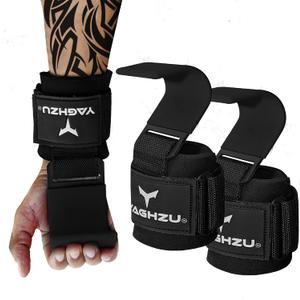 Weight Lifting Hooks, Padded Weight Lifting Straps Wrist Straps for Men and Women, Premium Deadlift Straps for Weightlifting and Powerlifting, Weight Lifting Gloves for Pull Ups, Black