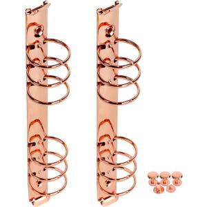 Multibey A5 6-Ring Rose Gold Binder Ring Mechanisms 2Pcs, Round Ring Binding Spines Combs Replacement for A5 Loose Leaf Notebook (A5-30mm Ring Diameter, Rose Gold)
