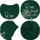 Christmas Shirts for Women Nurse Christmas Tee Shirt Christmas Light Tops Christmas Nurse Vacation Tee (Green, M)