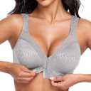 HACI Women's Front Closure Posture Bra Full Coverage Back Support Wireless Unpadded (Grey,38B)