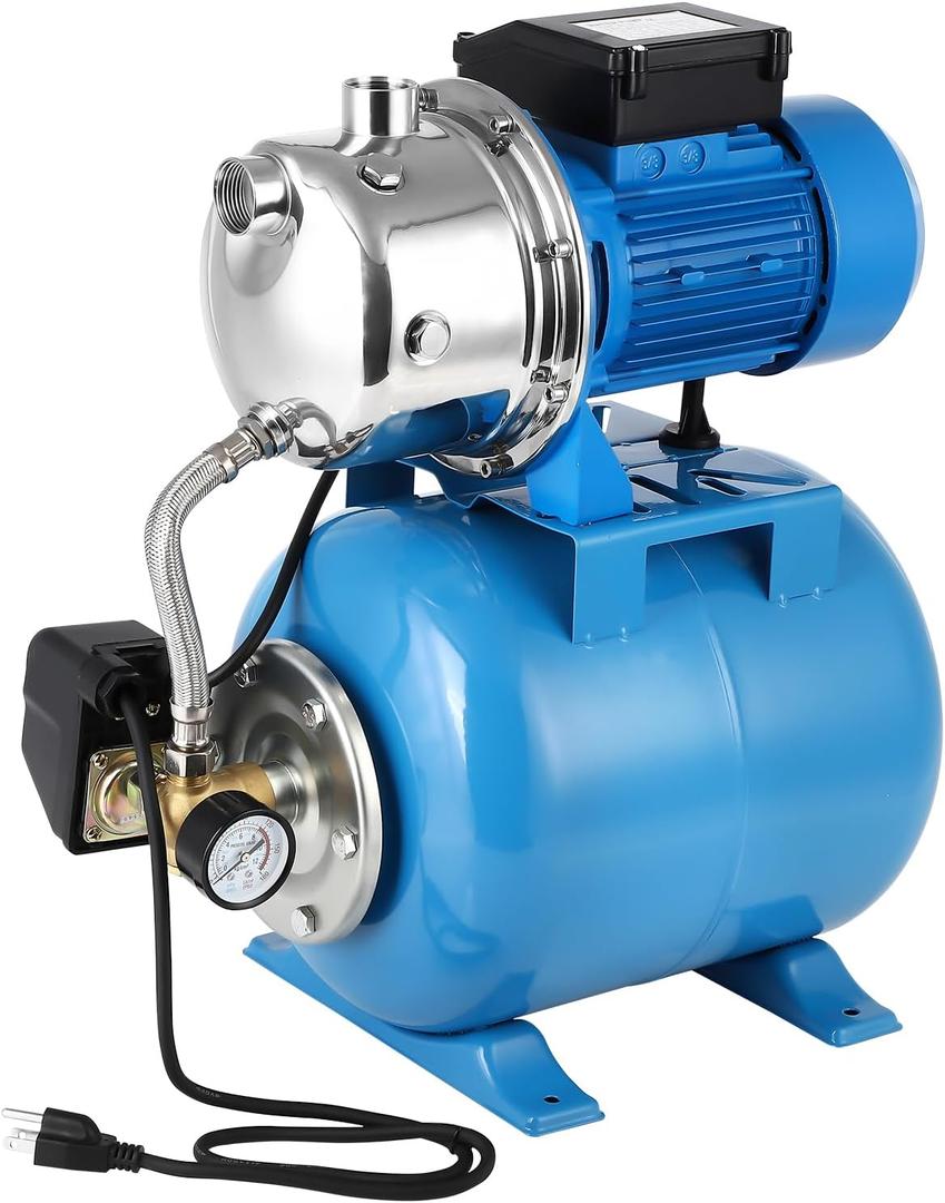 Dollate 1 HP Shallow Well Pump with Pressure Tank,1268GPH Irrigation Jet Pumpdeep well sprinkler pump for Home, Garden, Lawn