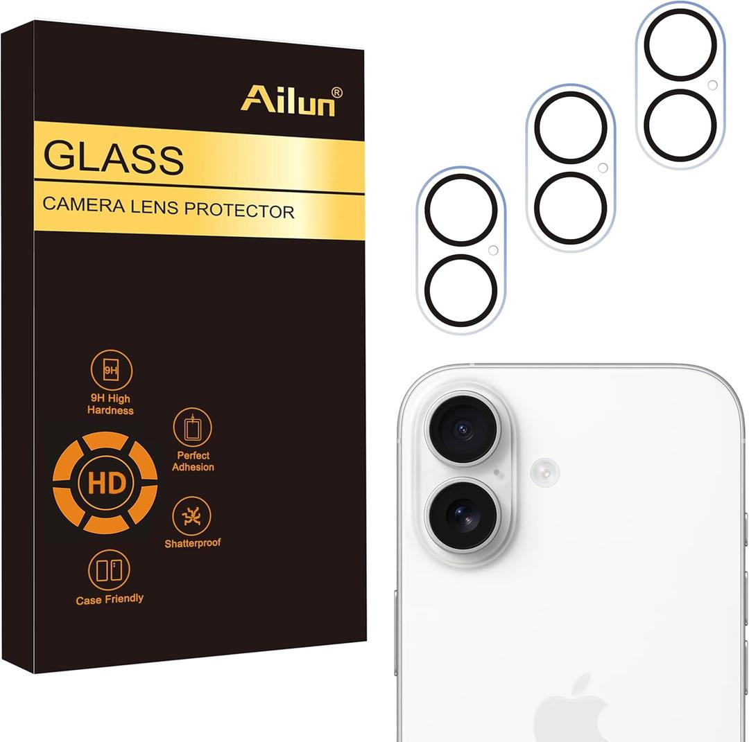 Ailun 3 Pack Camera Lens Protector for iPhone 17,Tempered Glass,9H Hardness,Ultra HD,Anti-Scratch,Case Friendly,Does not Affect Night Shots