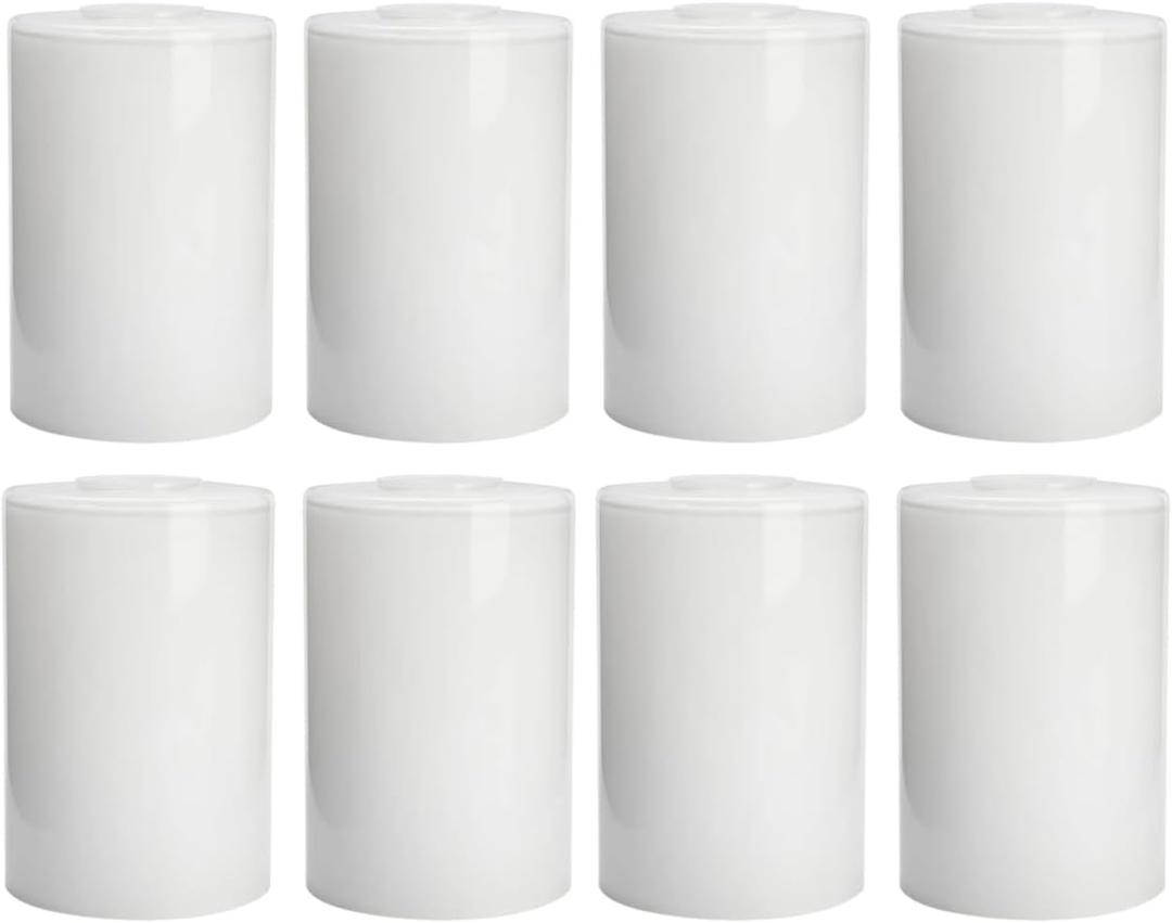 8 Pack White Opal Glass Shades Covers, 5.5in Height, 3.5in Diameter, 1-5/8in Fitter, Glazed Cylinder Glass Lamp Shade Replacement for Pendant Light Wall Sconces Chandelier