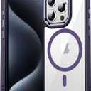 Temdan for iPhone 15 Pro Max Case Clear, [Compatible with Magsafe][Anti-Yellowing][Military-Grade Protection] Shockproof Slim Phone Case for iPhone 15 Pro Max-Purple
