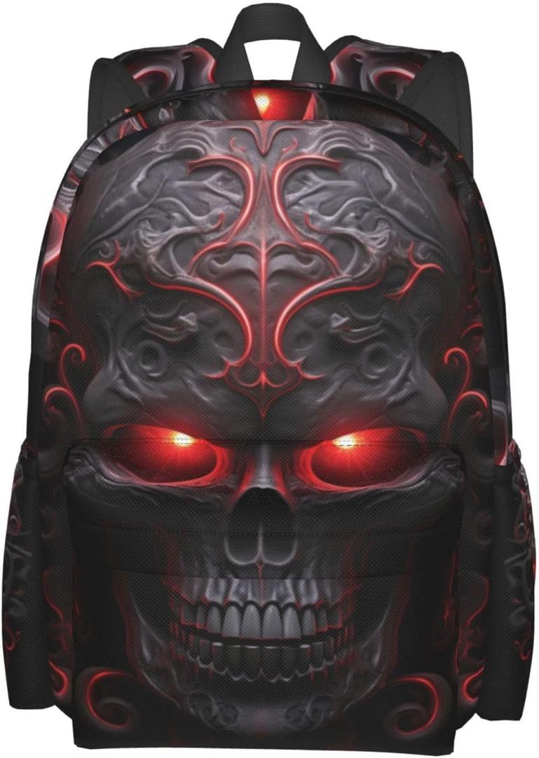 Skull Backpack School Bag Lightweight Bookbag Laptop Travel Daypack For Kids Girls Boys Teens