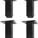 QLLY 6 inch Adjustable Metal Furniture Legs, Square Office Table Desk Leg, Table Leg, Set of 4 (Black)