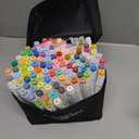 Caliart Alcohol Markers Brush Tip - 121 Colors Dual Tip Artists Coloring Markers Set Brush & Fine, with Case Permanent Alcohol Based Colored Sketch Pens, Art Supplies Gifts for Adults Drawing