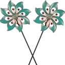 VEWOGARDEN 2PCS Garden Wind Spinners Metal Outdoor Wind Spinner Waterproof Wind Sculptures & Spinners Green Kinetic Wind Spinner for Yard Lawn Decor