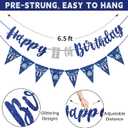 Blue Silver 11th Birthday Decorations for Boys Girls, Happy 11th Birthday Banner Eleven Years Old Hanging Swirls Stars Hello 11 Bday Decorations Party Supplies Sign