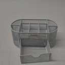 EasyPAG Mesh Desk Organizer with 8 Compartments & Drawer  Metal Office Storage for Home, School, Workspace, White (8.75 x 4.25 x 4 inches)