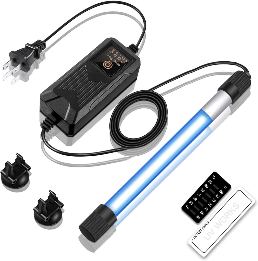 9W Timer UV Aquarium Clean Light Algae Removal LED Light Waterproof for Fish Tank Pond Aquarium