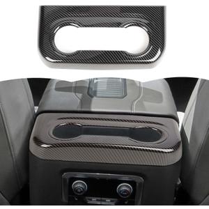 Carbon Fiber Rear Cup Holder Panel Trim Cover Decoration Interior Accessories Compatible with Chevy Suburban SUV 2020-2023,for GMC Yukon 2021-2023,for Chevrolet Tahoe 2021-2023
