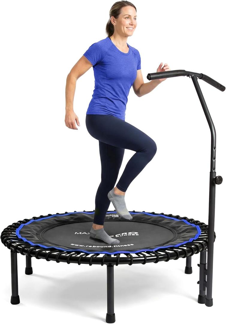MXL Maximus PRO Bungee Rebounder - Premium 40" Indoor Mini Trampoline for Adults, Quiet Soft Bounce with 60 Connectors, Foldable Legs, DVD & Online Workouts, 400lb
