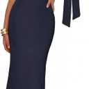MEROKEETY Women's Summer Off The Shoulder Dress 2026 Bodycon Wedding Guest Cocktail Formal Party Maxi Dresses (Blue, M)