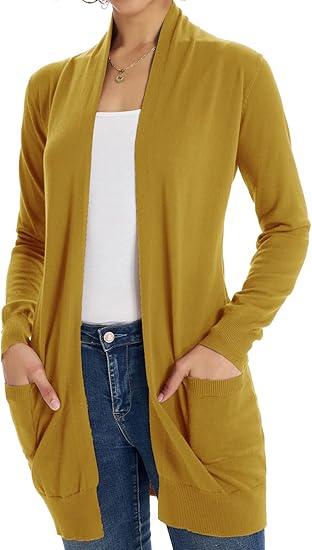GRACE KARIN Women Lightweight Cardigan Sweaters with Pocket Long Sleeve Shrugs 2XL