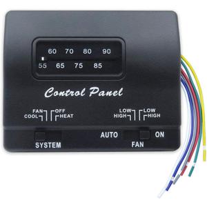 7330F3852 RV Air Conditioner Thermostat, Black, Single Stage Heating/Cooling Control, Compatible with Coleman Mach Series