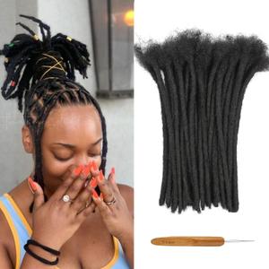 Loc Extension Human Hair Locs 0.6cm Dreadlock Extension Natural Black Human Hair 12 Inch 100 Strands Locs Human Hair Full Handmade Permanent Locs Can Be Dyed and Bleached for Women Men