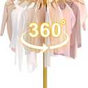 Round Garment Rack, Floor Standing Rotatable Clothing Rack, Portable Retail Display stand for Hanging Clothes Bedrooms Boutiques Commercial Shop Laundry Room (155X55CM, Gold)
