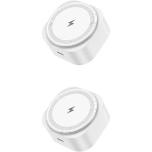 Wall Outlet Wireless Charger 2-Pack, Qi2 15W MagSafe-Compatible Magnetic Charger with USB-C Port, Plug-in Cordless Design for Kitchen & Nightstand, Compatible with iPhone 17/16/15/14/13/12, White