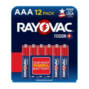 Rayovac Fusion AA Batteries, Premium Alkaline Triple A Batteries (12 Battery Count) Red, Silver