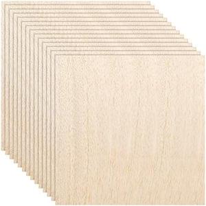 12 Pack Balsa Wood Sheets, 11.8'x11.8'x1/16', Thin Natural Unfinished Wood for Crafts, Hobby, Model Making, Wood Burning and Laser Projects, School and Craft