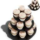 2 Pack Cupcake Stand Tower, BLISSUR Black 3 Tier Cupcake Stand, Cardboard Dessert Cupcake Stand Holder for Parties, Tiered Cupcake Stand (Black)