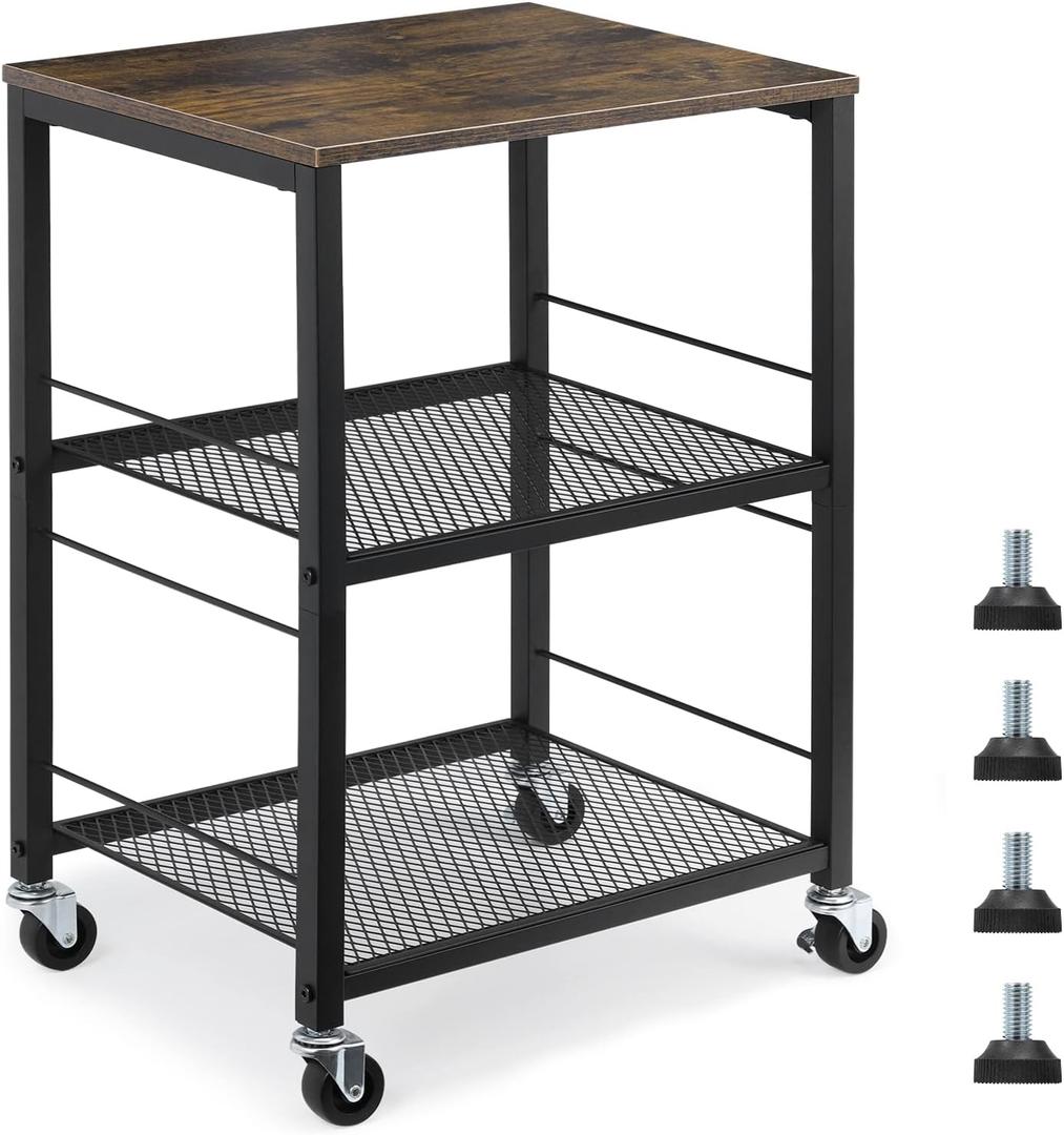3 Tier End Table with Wheel, Rolling Kitchen Cart Storage Shelf
Small Side Table Nightstand, Kitchen Utility Cart Table Stand for Bedroom Living Room Office Balcony