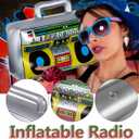 GIFIKOI 80s 90s Hip Hop Costume Outfit Kit Mobile Phone Inflatable Radio Box Necklace Bracelet Ring Glasses Hat Rapper Costumes Accessories Set (Black)
