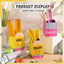 DoubleFill 3 Pcs Sharp and Dull Pencil Holder Eraser Buckets Wooden Shaped Dispenser for Back to School Teachers Classroom Management(Yellow Face)