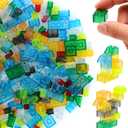 MALEKO 300 Pieces Transparent Clear Bricks Parts Pack, Classic Creative Bulk Blocks Set Blocks in Random Color - Mixed Shape