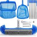 Pool Cleaning Kit with Telescopic Pole, Pool Net with Pole & Dual Skimmers Premium Pool Accessories for Inground Pools