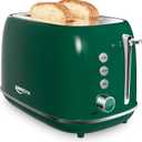 Toaster 2 Slice Stainless Steel with 6 Bread Shade Settings, Bagel, Cancel, Defrost Function, Retro 2 Slice Toaster with Extra Wide Slot, Removable Crumb Tray, dark green
