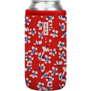 Sok It CanSok Sleeve for Beer & Soda Insulated Neoprene Cover (Red White and Bloom, 16oz Can Sleeve)