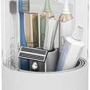 Toothbrush Holder with Cover 360 Rotating 4 Compartments Bathroom Toothpaste Electric Toothbrush Organizer, White