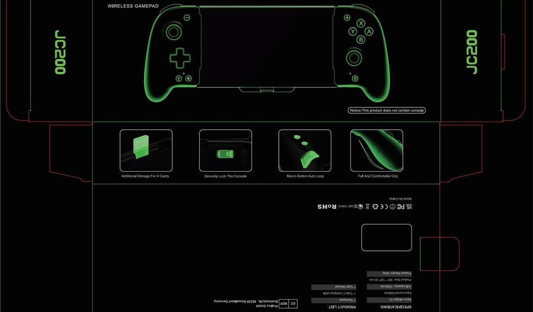 JC200 Wireless Gamepad, Switch Controller for Nintendo Switch/OLED, (No Drift, No Deadzone) Hall Effect Joystick Wireless Switch Controller 