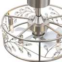 20 Inch Caged Ceiling Fan with Light and Remote, Quiet Reversible AC Motor, 5 ABS Blades, Modern Industrial Crystal Low Profile Small Ceiling Fan Light for Bedroom Home Indoor, Brush Nickle