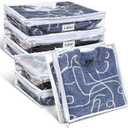 Hoolerry 6 Pieces Sweater Storage Bags Plastic Clear PVC Clothes Storage Bags with Zipper and Label for Blankets Clothes Closet Quilt Pillow Bed Sheet Organizer(14.2 x 12 x 3.2 Inch)